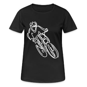 Mountain Bike Freeride Drawing - Women's Breathable T-Shirt - black - Front - AI Model Female 172 light (172cm)