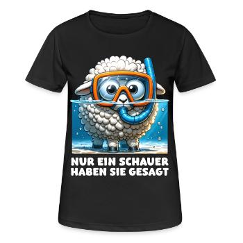 Lustiges Schaf mit Taucherbrille und Schnorchel - Frauen T-Shirt atmungsaktiv - Schwarz - Vorne - AI Model Female 172 light (172cm)