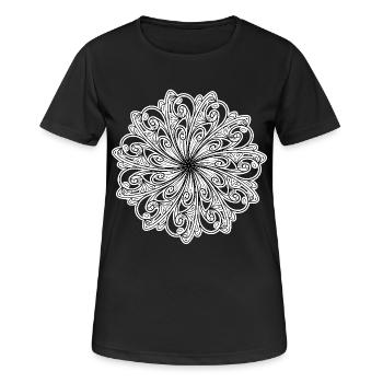 Schwarz-weißes Blumenmuster - Frauen T-Shirt atmungsaktiv - Schwarz - Vorne - AI Model Female 172 light (172cm)