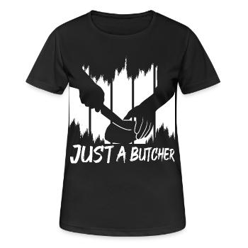 Nur ein Metzger - Frauen T-Shirt atmungsaktiv - Schwarz - Vorne - AI Model Female 172 light (172cm)