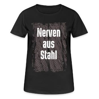 Nerven aus Stahl - Frauen T-Shirt atmungsaktiv - Schwarz - Vorne - AI Model Female 172 light (172cm)