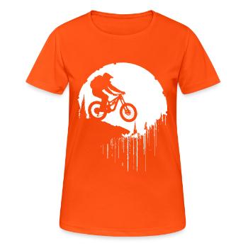 Mountain bikers - Women's Breathable T-Shirt - neon orange - Front - AI Model Female 172 dark (172cm)