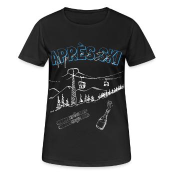 Chandail après-ski unisexe cool, après-ski - T-shirt respirant Femme - noir - Devant - AI Model Female 172 light (172cm)