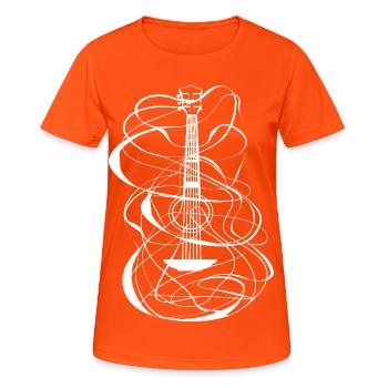 Ukulele Skizze - Frauen T-Shirt atmungsaktiv - Neonorange - Vorne - AI Model Female 172 dark (172cm)