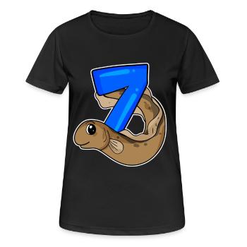 Motif 7ème anniversaire Anguille - 7 ans - T-shirt respirant Femme - noir - Devant - AI Model Female 172 light (172cm)