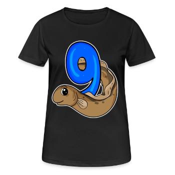 9ème anniversaire motif anguille - 9 ans - T-shirt respirant Femme - noir - Devant - AI Model Female 172 light (172cm)
