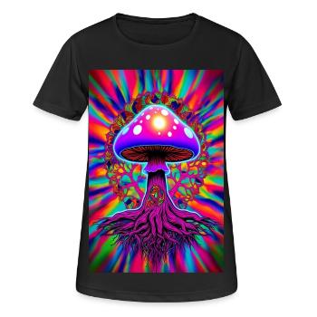 Champignon psychédélique - T-shirt respirant Femme - noir - Devant - AI Model Female 172 light (172cm)