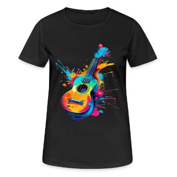 Ukulele Streetart - Frauen T-Shirt atmungsaktiv - Schwarz - Vorne - AI Model Female 172 light (172cm)