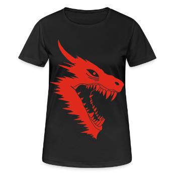 Angriff des roten Drachen - Frauen T-Shirt atmungsaktiv - Schwarz - Vorne - AI Model Female 172 light (172cm)