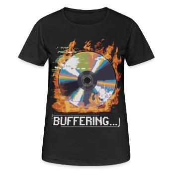 Pufferung... Flamingo Glitched CD Retro Design - Frauen T-Shirt atmungsaktiv - Schwarz - Vorne - AI Model Female 172 light (172cm)