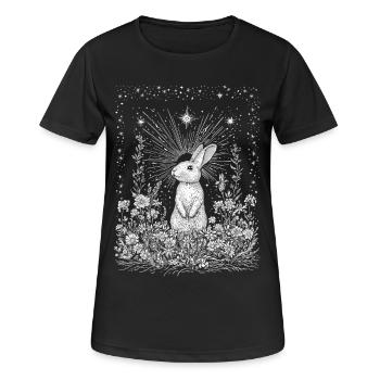 Boho Bunny Printemps Lapin Motif Bohème Cottagecore - T-shirt respirant Femme - noir - Devant - AI Model Female 172 light (172cm)