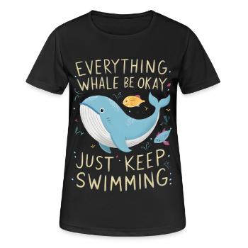 Whale Be Okay - Frauen T-Shirt atmungsaktiv - Schwarz - Vorne - AI Model Female 172 light (172cm)