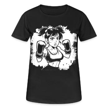 Weiblicher Boxer - Frauen T-Shirt atmungsaktiv - Schwarz - Vorne - AI Model Female 172 light (172cm)