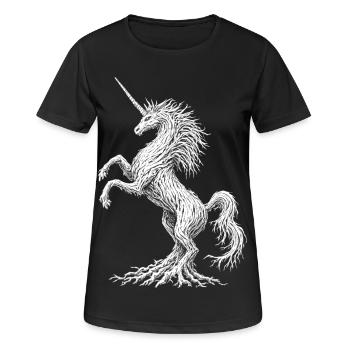 Gruseliger Einhornbaum Dark Fantasy Kunst Natur Liebhaber - Frauen T-Shirt atmungsaktiv - Schwarz - Vorne - AI Model Female 172 light (172cm)