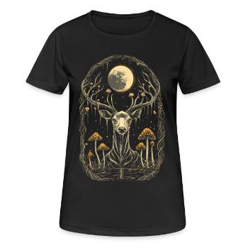 Moonlit Deer in Fungal Grove - Women's Breathable T-Shirt - black - Front - AI Model Female 172 light (172cm)