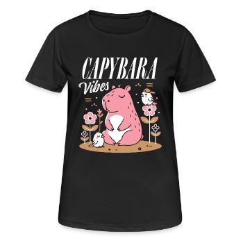 Entspannte Capybara-Vibes - Frauen T-Shirt atmungsaktiv - Schwarz - Vorne - AI Model Female 172 light (172cm)
