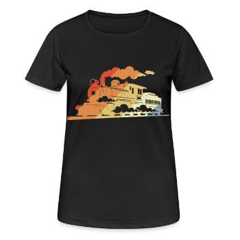 Dampflokomotive Retro Stil - Frauen T-Shirt atmungsaktiv - Schwarz - Vorne - AI Model Female 172 light (172cm)