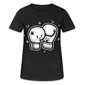 Boxhandschuhe - Frauen T-Shirt atmungsaktiv - Schwarz - Vorne - AI Model Female 172 light (172cm)