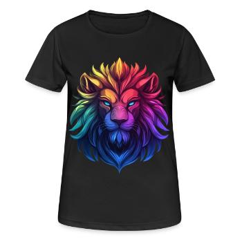 Lion majestueux aux couleurs vives - T-shirt respirant Femme - noir - Devant - AI Model Female 172 light (172cm)