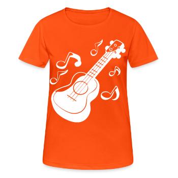 Ukulele Grafik - Frauen T-Shirt atmungsaktiv - Neonorange - Vorne - AI Model Female 172 dark (172cm)