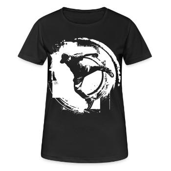 Breakdancer Zeichnung - Frauen T-Shirt atmungsaktiv - Schwarz - Vorne - AI Model Female 172 light (172cm)