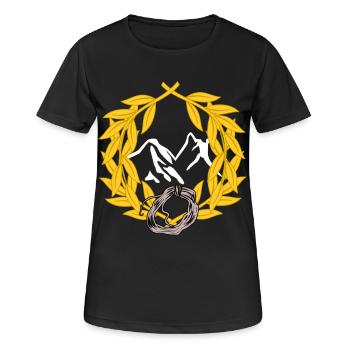 Alpinistes, montagnes, escalade, descente en rappel, laurier - T-shirt respirant Femme - noir - Devant - AI Model Female 172 light (172cm)