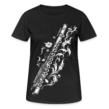 Flöte Zeichnung - Frauen T-Shirt atmungsaktiv - Schwarz - Vorne - AI Model Female 172 light (172cm)