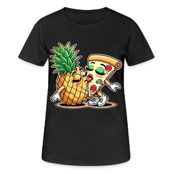Pizza Hawaii Kuss Liebe Beziehung witzig Geschenk - Frauen T-Shirt atmungsaktiv - Schwarz - Vorne - AI Model Female 172 light (172cm)