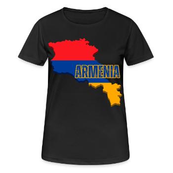 Drapeau de l’Arménie, Carte du drapeau de l’Arménie, Drapeau de l’Arménie - T-shirt respirant Femme - noir - Devant - AI Model Female 172 light (172cm)