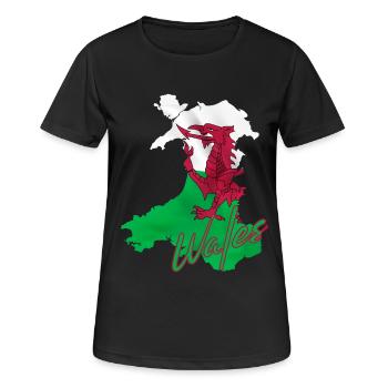 Flagge von Wales, walisischer Stolz - Frauen T-Shirt atmungsaktiv - Schwarz - Vorne - AI Model Female 172 light (172cm)