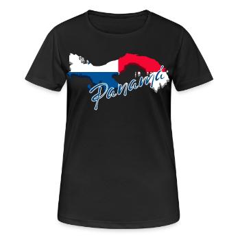 Flagge von Panama, Karte Flagge von Panama - Frauen T-Shirt atmungsaktiv - Schwarz - Vorne - AI Model Female 172 light (172cm)