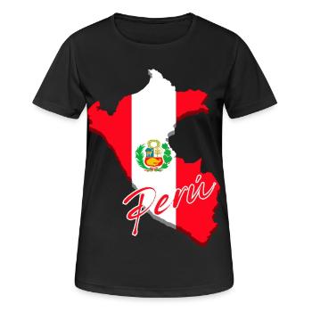 Flagge von Peru, Karte Flagge von Peru - Frauen T-Shirt atmungsaktiv - Schwarz - Vorne - AI Model Female 172 light (172cm)