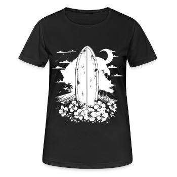 Surfbrett - Frauen T-Shirt atmungsaktiv - Schwarz - Vorne - AI Model Female 172 light (172cm)