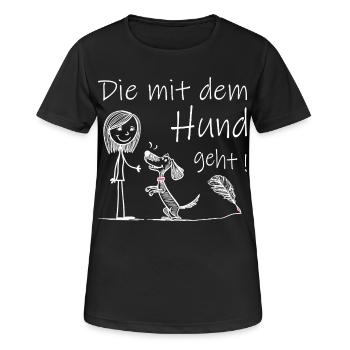 Qui va avec le chien ! - T-shirt respirant Femme - noir - Devant - AI Model Female 172 light (172cm)
