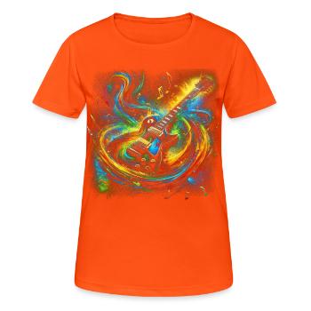 Colorful Guitar Expression - Women's Breathable T-Shirt - neon orange - Front - AI Model Female 172 dark (172cm)