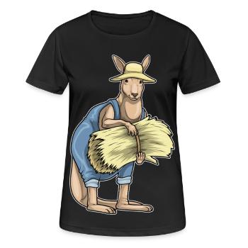 Känguru Landwirt Stroh Bauernhof - Frauen T-Shirt atmungsaktiv - Schwarz - Vorne - AI Model Female 172 light (172cm)