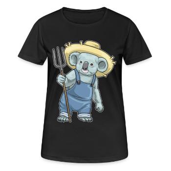Koala Landwirt Mistgabel Bauernhof - Frauen T-Shirt atmungsaktiv - Schwarz - Vorne - AI Model Female 172 light (172cm)