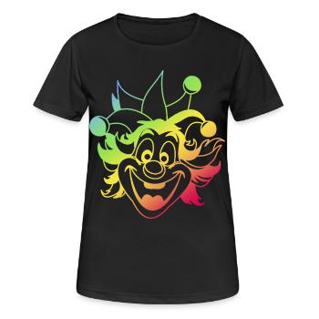Rainbow Jester Smile Clown Kasper Fasching - Frauen T-Shirt atmungsaktiv - Schwarz - Vorne - AI Model Female 172 light (172cm)