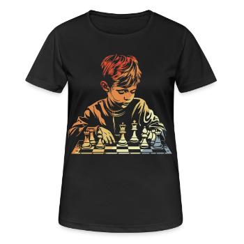 Vintage Schach Junge - Frauen T-Shirt atmungsaktiv - Schwarz - Vorne - AI Model Female 172 light (172cm)