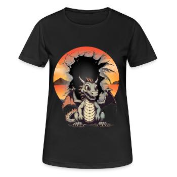 Dragon Enfant Enfants Dragon Créature Mythique Fable - T-shirt respirant Femme - noir - Devant - AI Model Female 172 light (172cm)