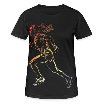Runner Drawing Retro Style - Women's Breathable T-Shirt - black - Front - AI Model Female 172 light (172cm)