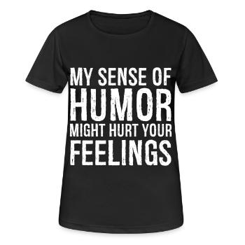 Mon sens de l’humour pourrait vous blesser - T-shirt respirant Femme - noir - Devant - AI Model Female 172 light (172cm)