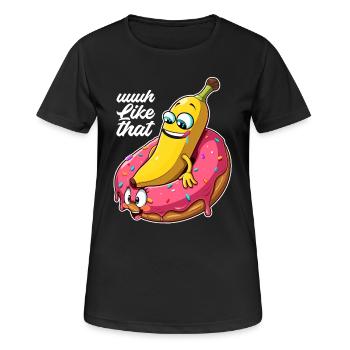 Banane Donut Beziehung Liebe machen Geschenk - Frauen T-Shirt atmungsaktiv - Schwarz - Vorne - AI Model Female 172 light (172cm)