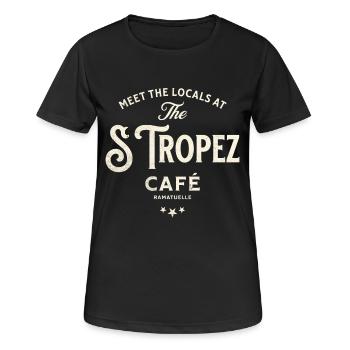 Design typographique vintage St Tropez Café - T-shirt respirant Femme - noir - Devant - AI Model Female 172 light (172cm)