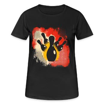 Bowling Farbkleckse - Frauen T-Shirt atmungsaktiv - Schwarz - Vorne - AI Model Female 172 light (172cm)