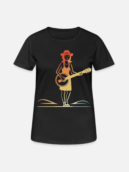 Banjospielerin Vintage - Frauen T-Shirt atmungsaktiv - Schwarz