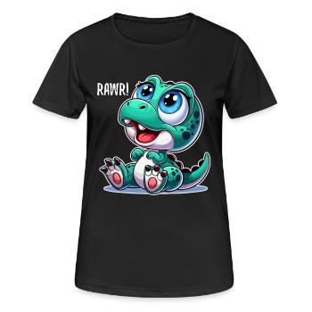 T-Rex Baby Dino Babydino Dinobaby Geschenk - Frauen T-Shirt atmungsaktiv - Schwarz - Vorne - AI Model Female 172 light (172cm)