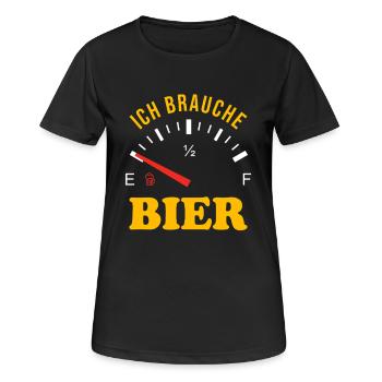 Tankanzeige Ich brauche Bier - Frauen T-Shirt atmungsaktiv - Schwarz - Vorne - AI Model Female 172 light (172cm)