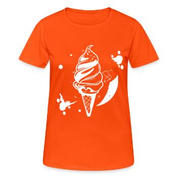 Softeis Skizze - Frauen T-Shirt atmungsaktiv - Neonorange - Vorne - AI Model Female 172 dark (172cm)