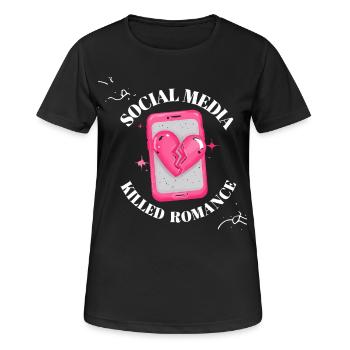 Les médias sociaux ont tué la romance - T-shirt respirant Femme - noir - Devant - AI Model Female 172 light (172cm)